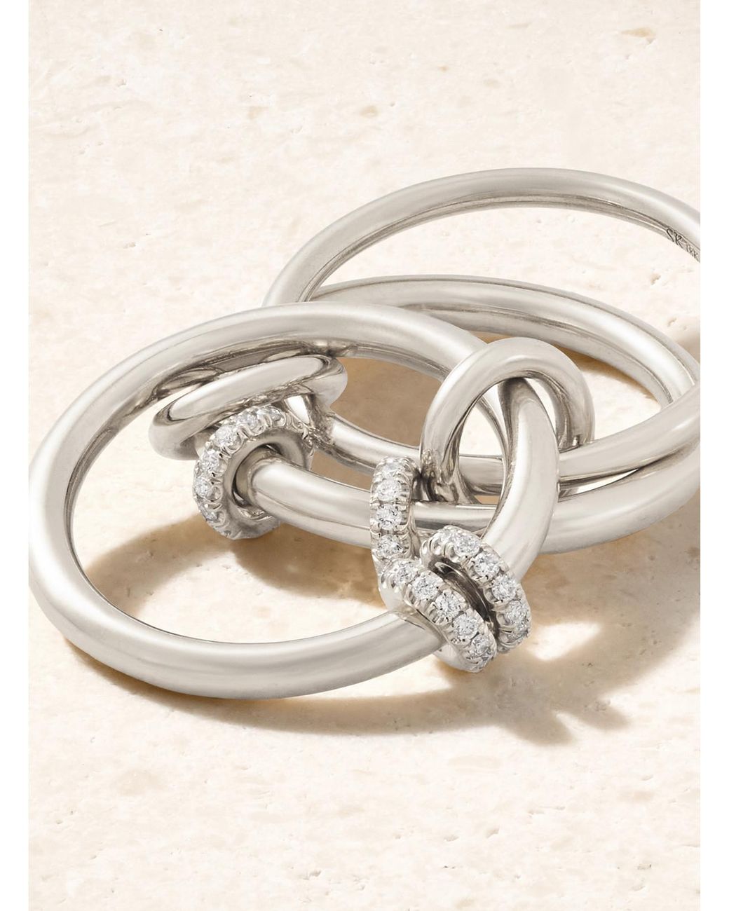 Spinelli Kilcollin Natural Jovie Set Of Three Sterling Diamond Rings