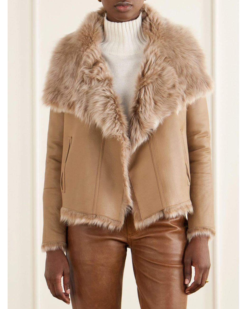 Yves Salomon Natural Reversible Shearling And Leather Jacket