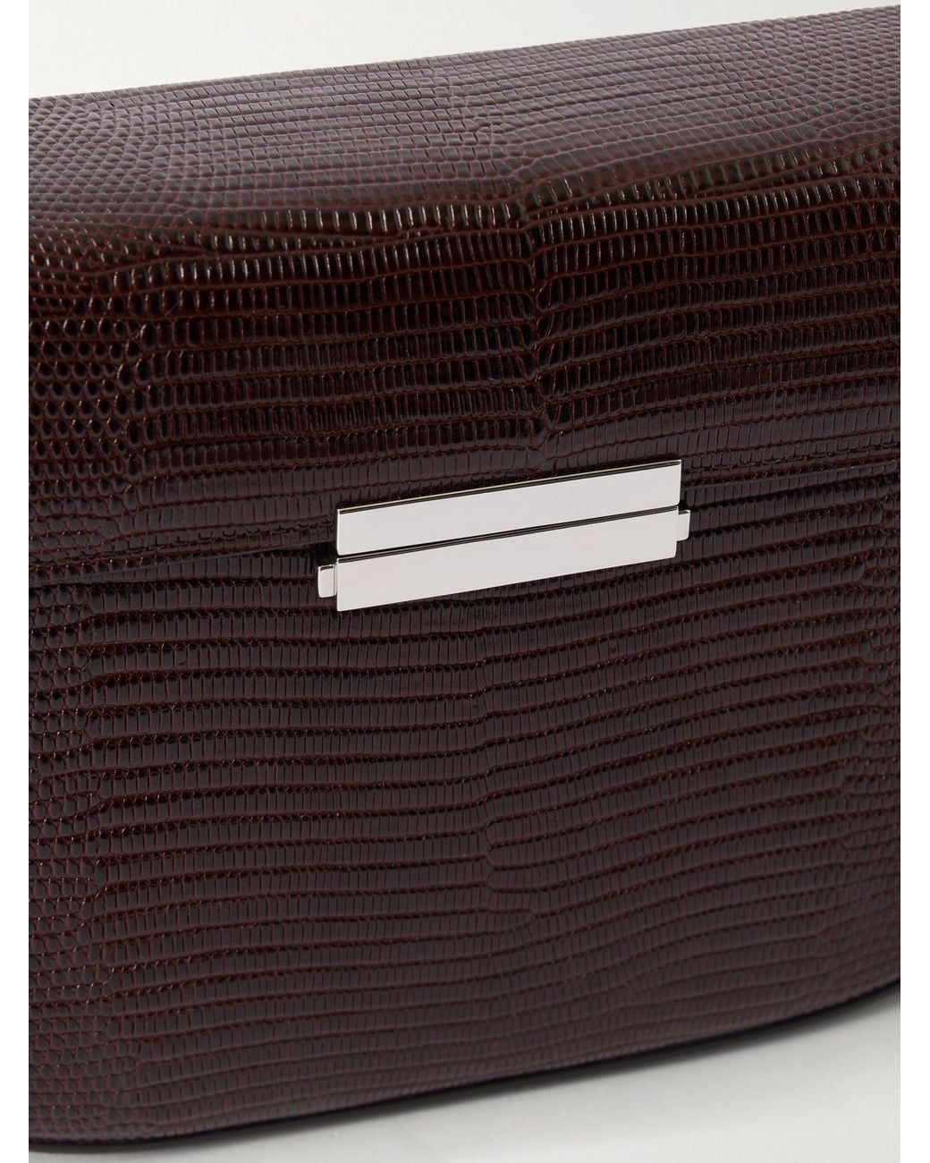 Totême Brown Clip Lizard-Effect Leather Shoulder Bag