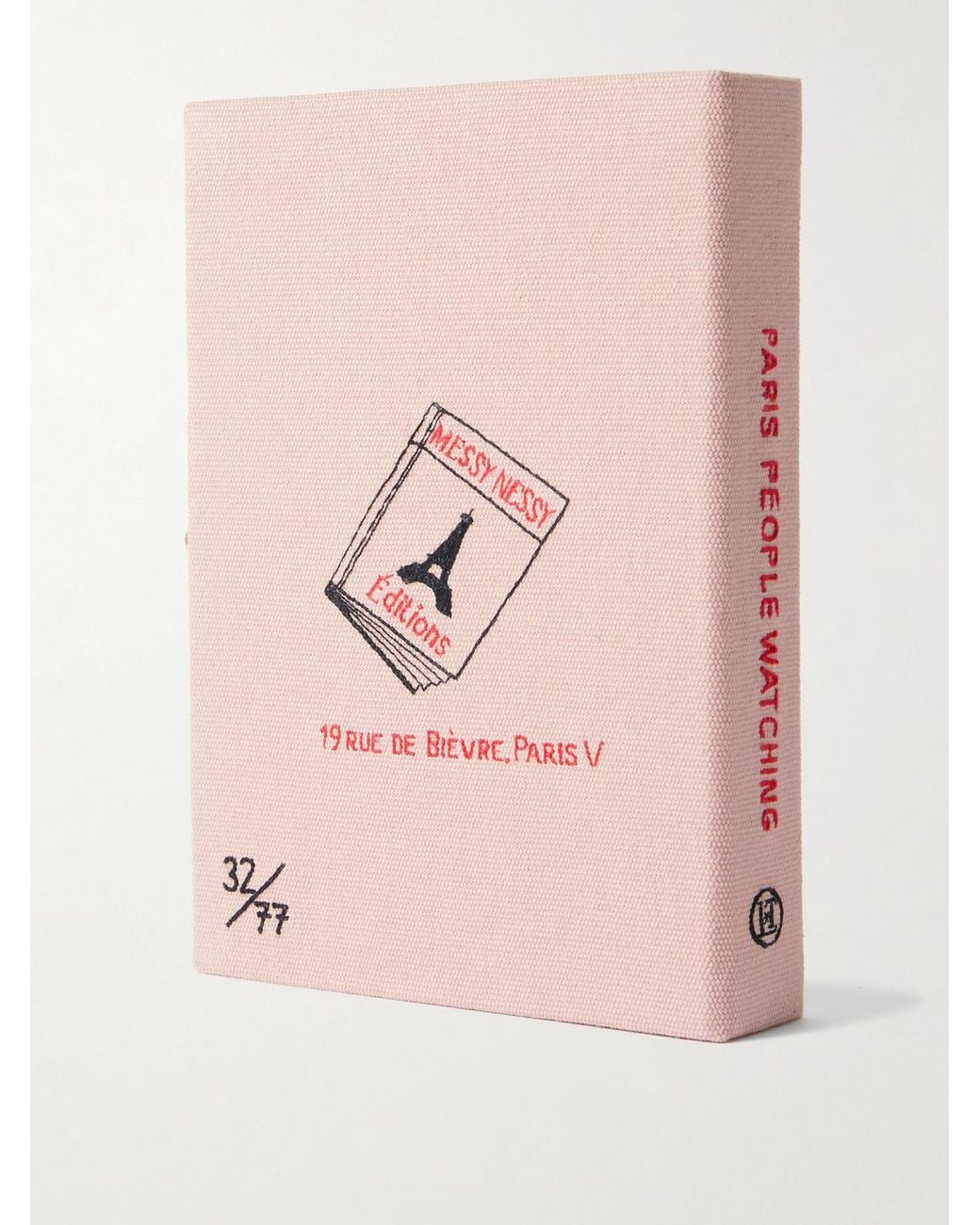 Olympia Le-Tan Pink Messy Nessy The Art Of Paris People Watching Embroidered Appliquéd Canvas Clutch