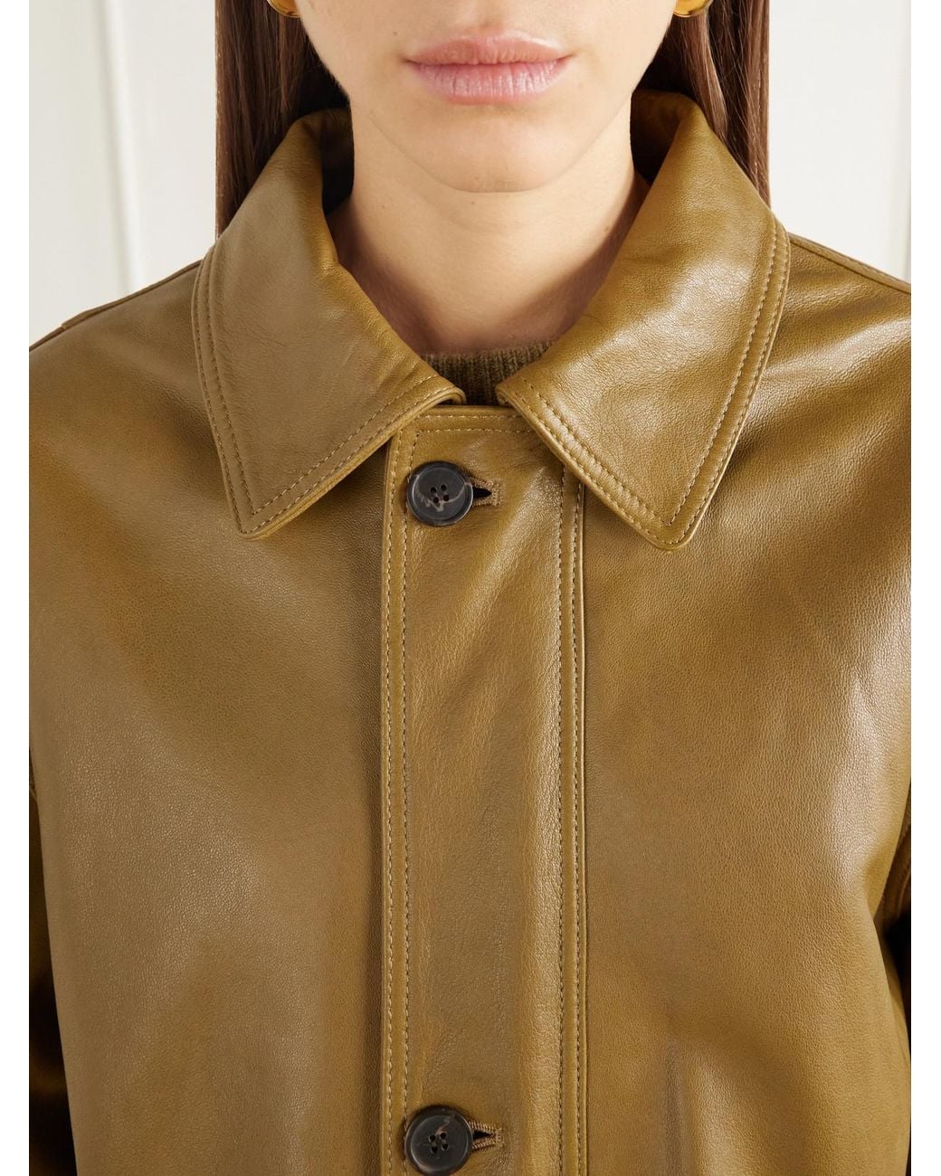 Arma Green Maeve Paneled Leather Jacket