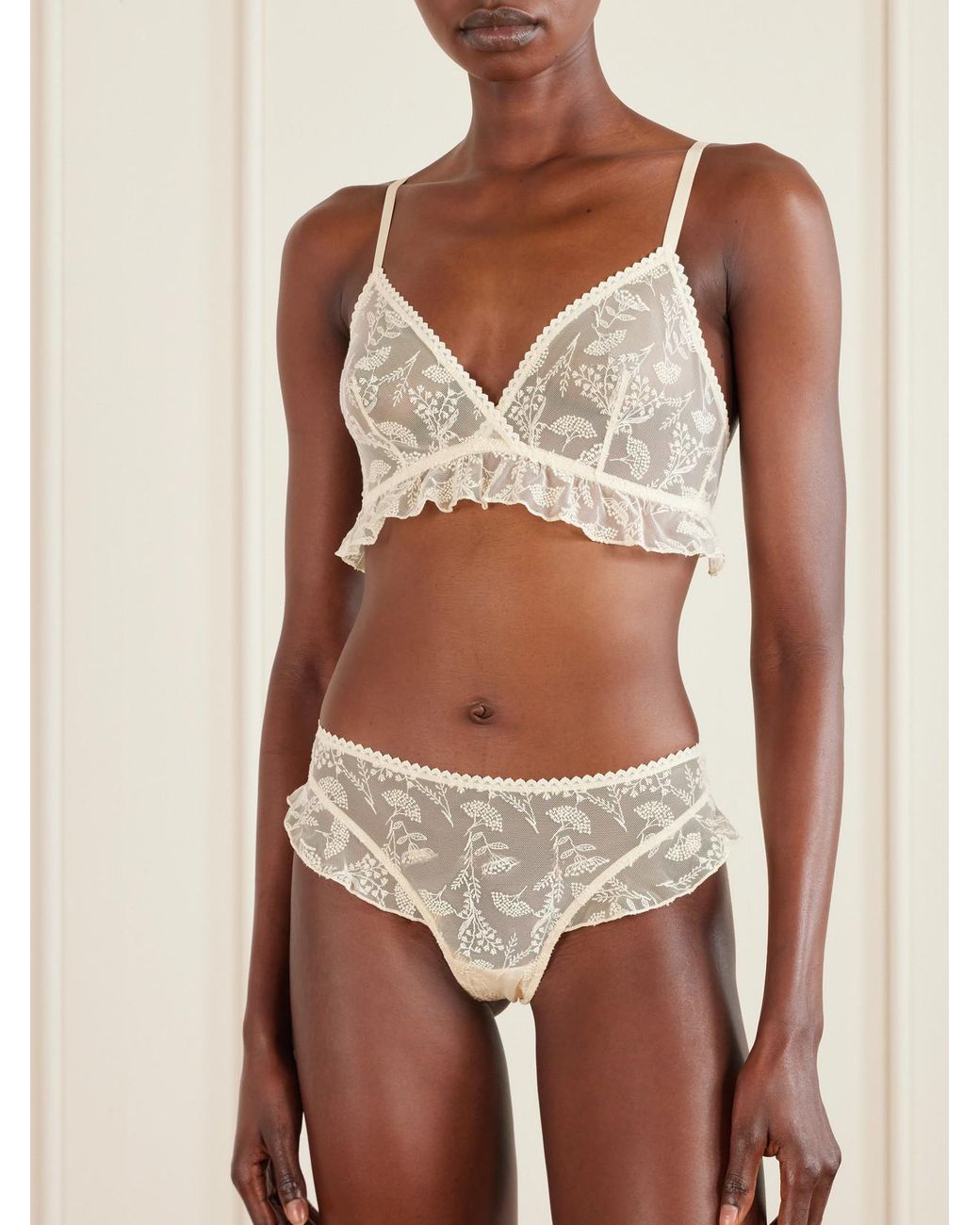 Eres Natural Clochette Embroidered Mesh Triangle Bra