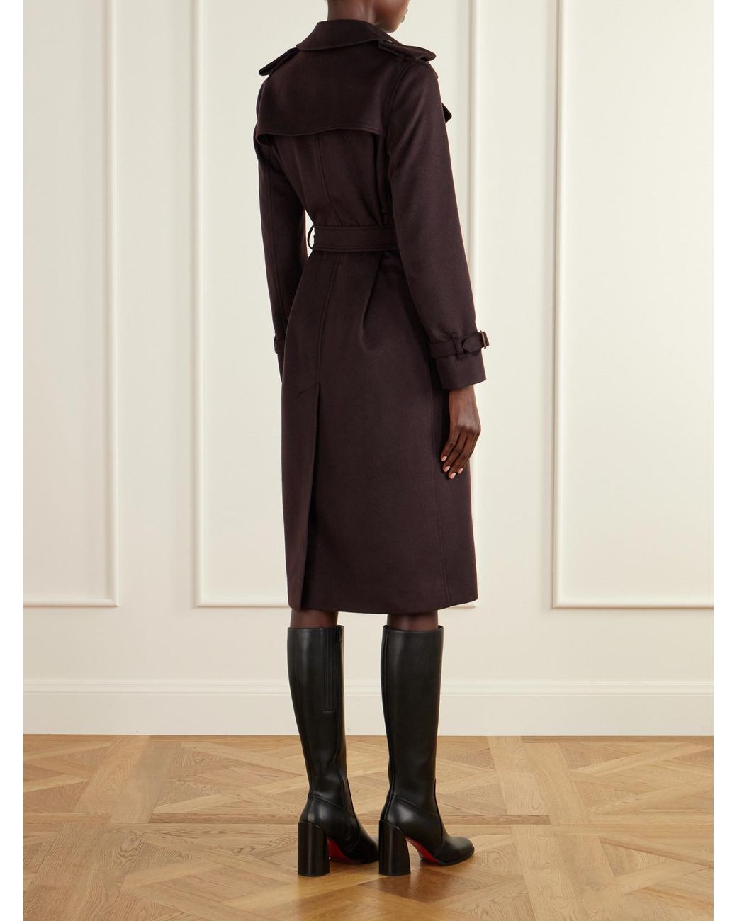 Burberry Red Double-Breasted Belted Cashmere Trench Coat