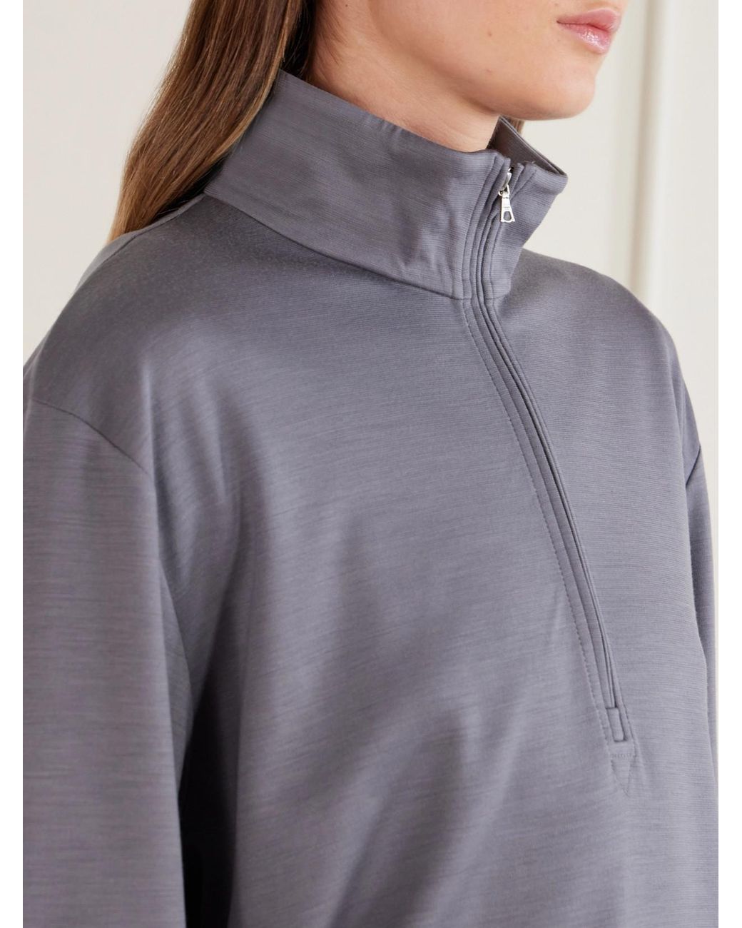 Rier Purple Polar Jogging Virgin Wool Half-Zip Sweatshirt