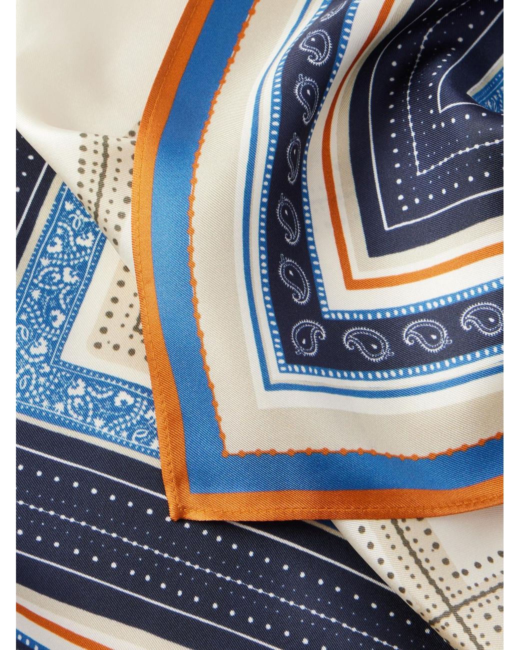 Totême  Blue Collector Logo-Print Silk-Twill Scarf