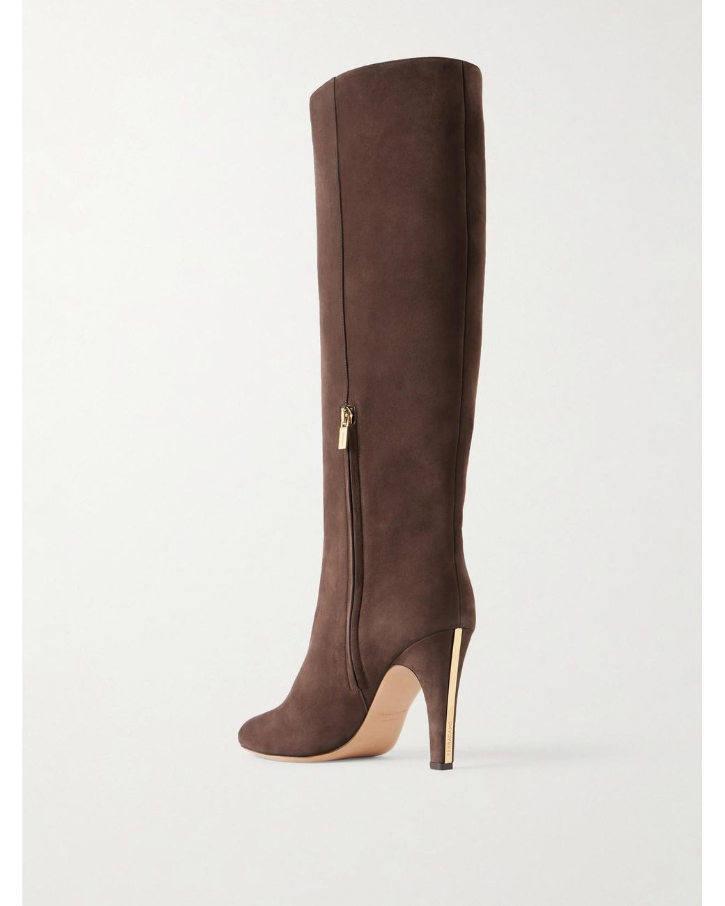 Ferragamo Brown Nylu 95 Nubuck Knee Boots