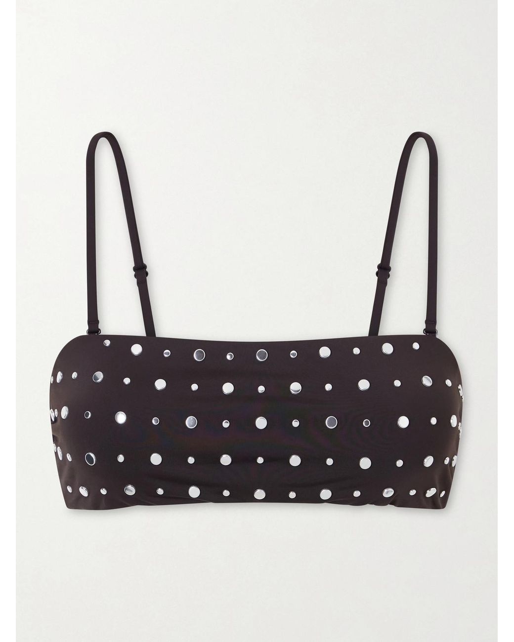 Staud Brown Sara Strapless Studded Bikini Top