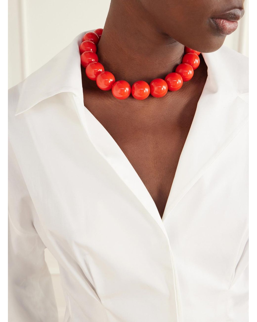 Carolina Herrera Red Ball Resin Necklace