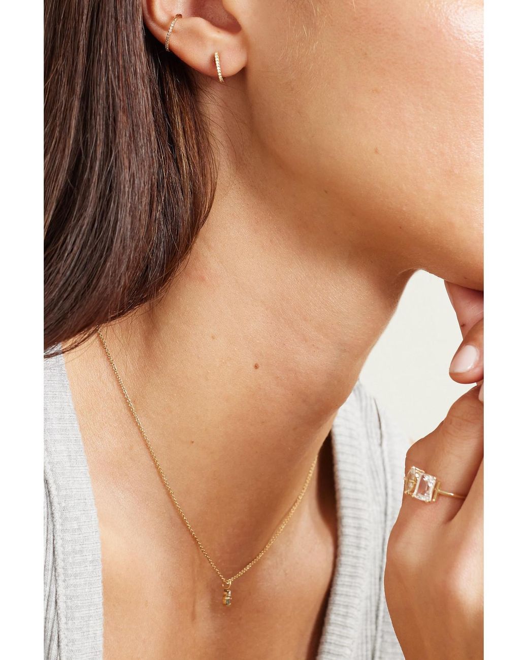 STONE AND STRAND Metallic Diamond Earring