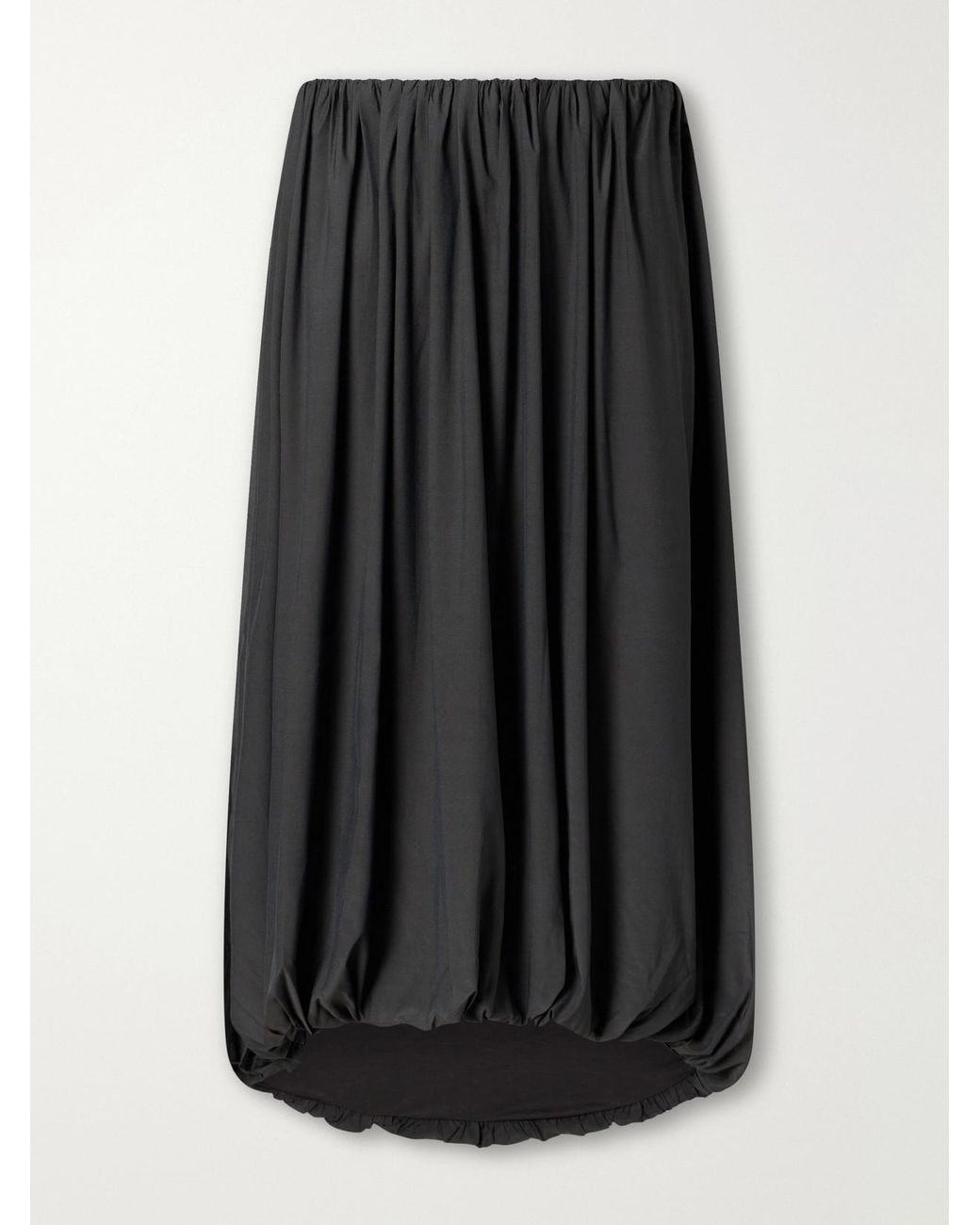 St. Agni Black Balloon Gathered Chiffon Midi Skirt