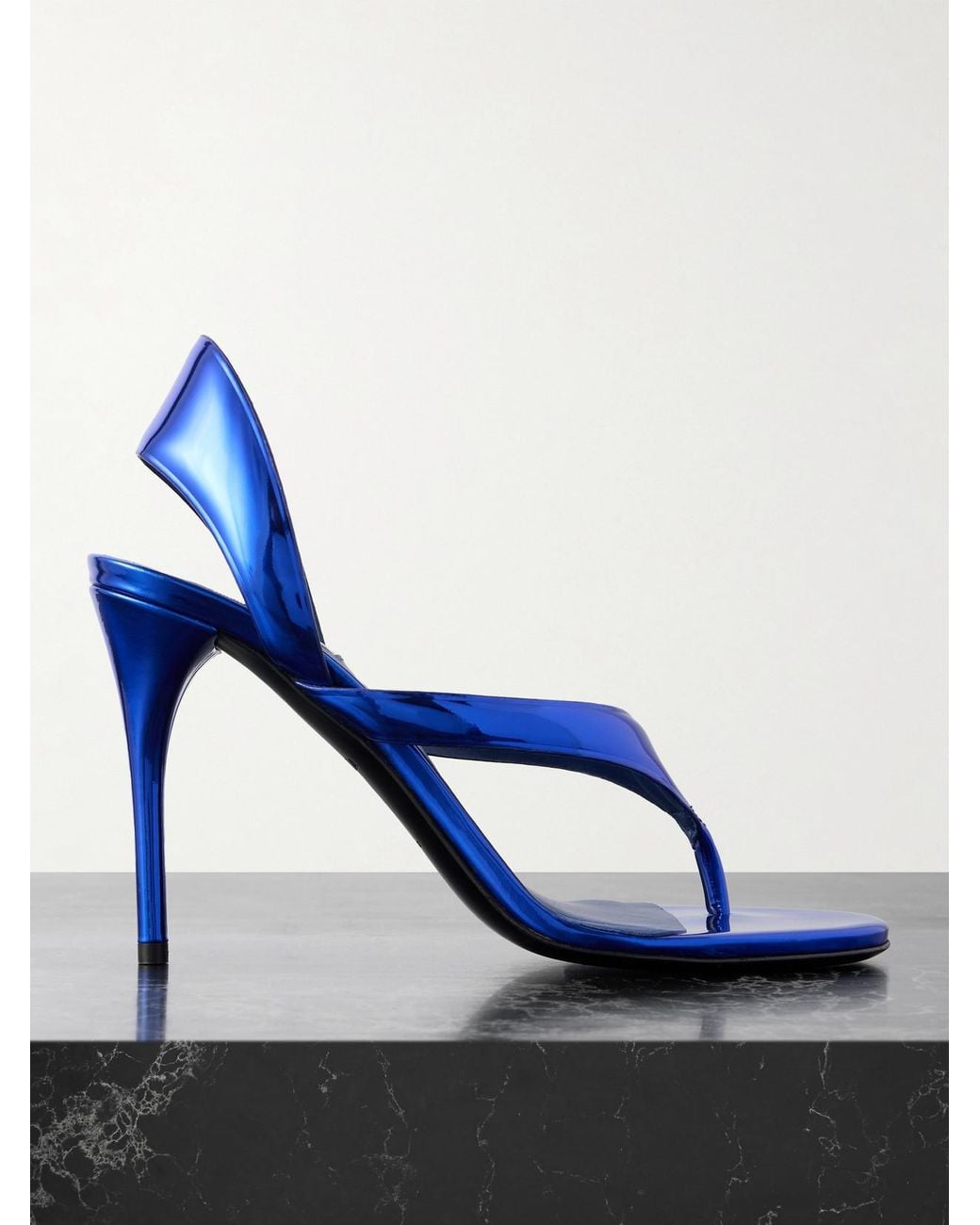 Alaïa Blue Tong 90 Mirrored-Leather Sandals