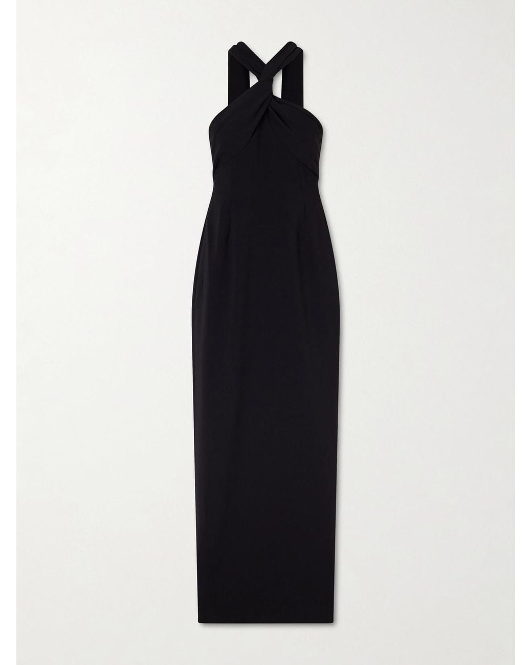 Solace London Black Rona Twisted Crepe Halterneck Gown