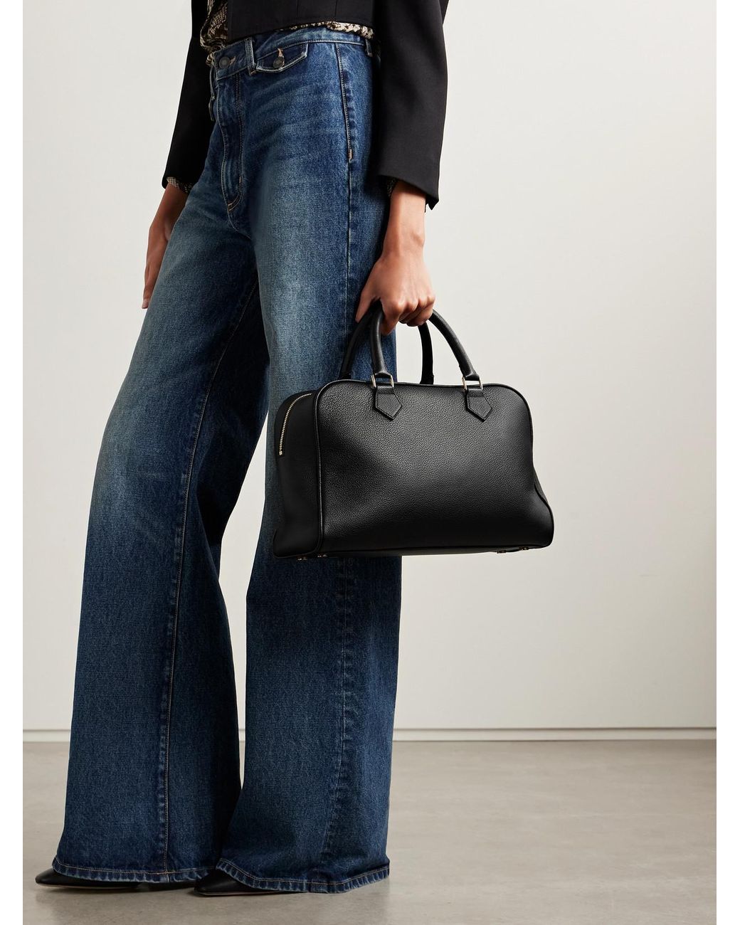 Nili Lotan Black Jaclyn Textured-Leather Tote