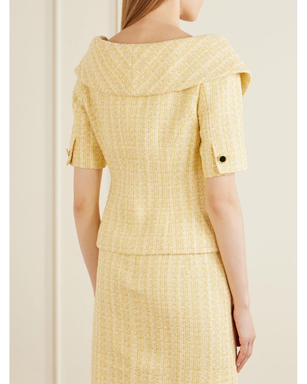 Alessandra Rich Natural Embellished Tweed Jacket