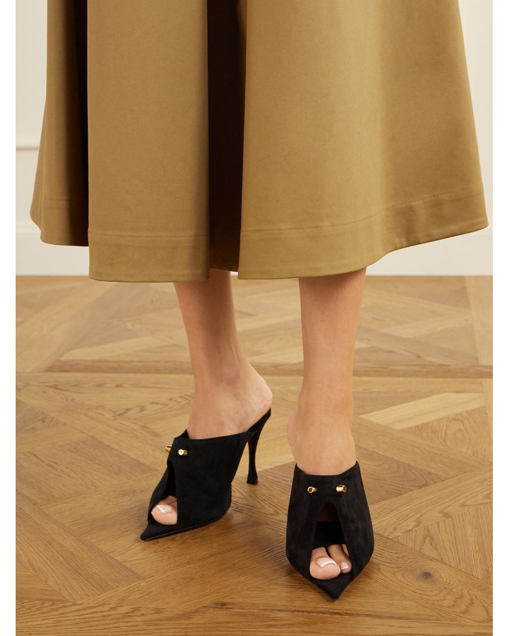 Balenciaga Black Midnight City Studded Suede Mule