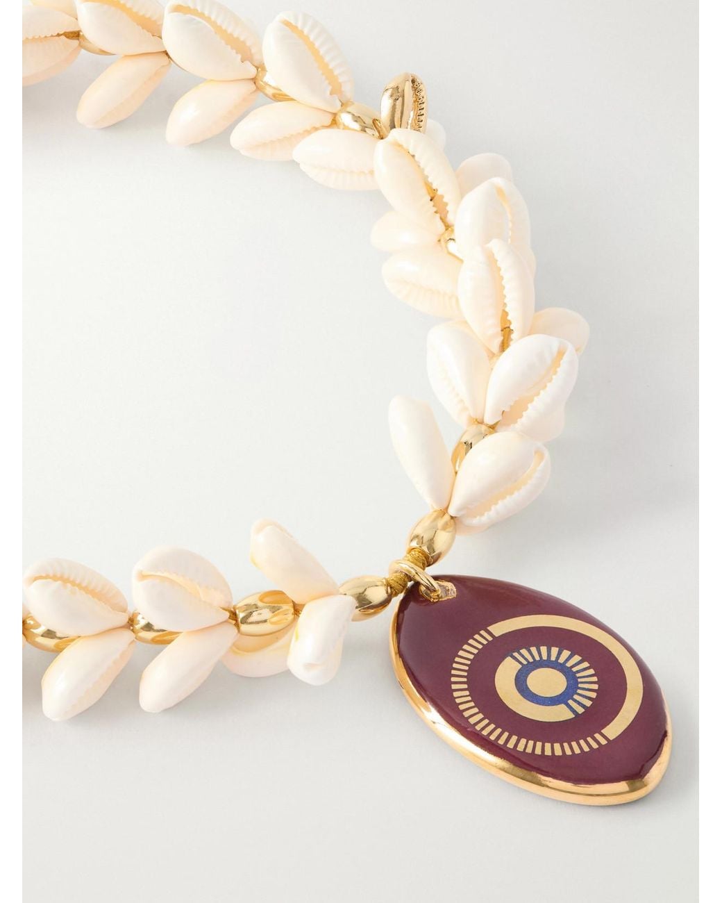 Tohum Design White Plated, Seashell And Ceramic Necklace