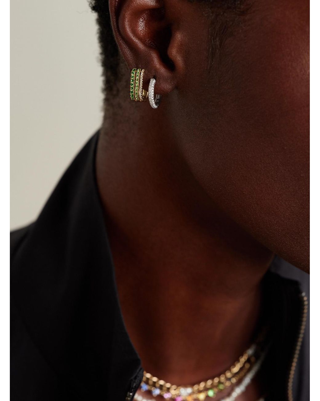 Roxanne First Natural 14-Karat Diamond Hoop Earrings