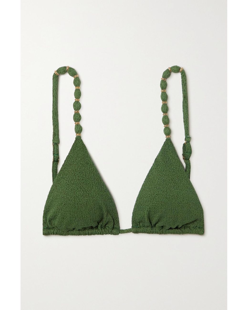 ViX Embellished Seersucker Triangle Bikini Top in Green Lyst