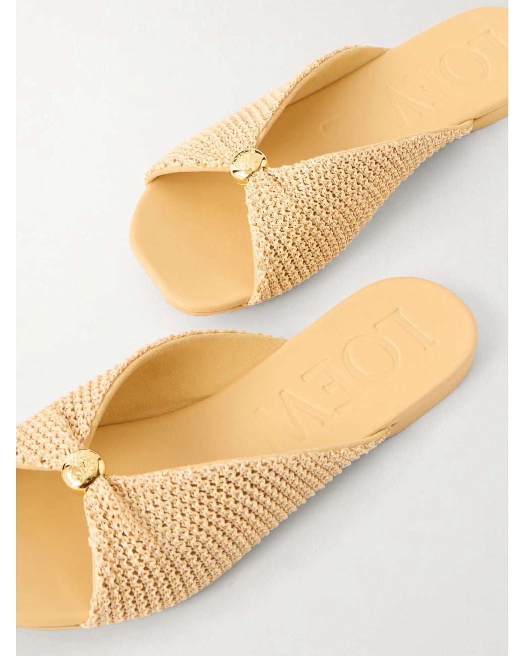 Loewe Natural Paula's Ibiza Pebble Raffia-Effect Sandals Slides
