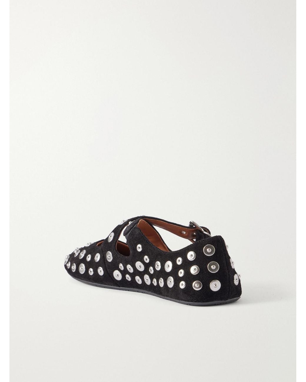 Alaïa White Criss Cross Embellished Suede Ballet Flats