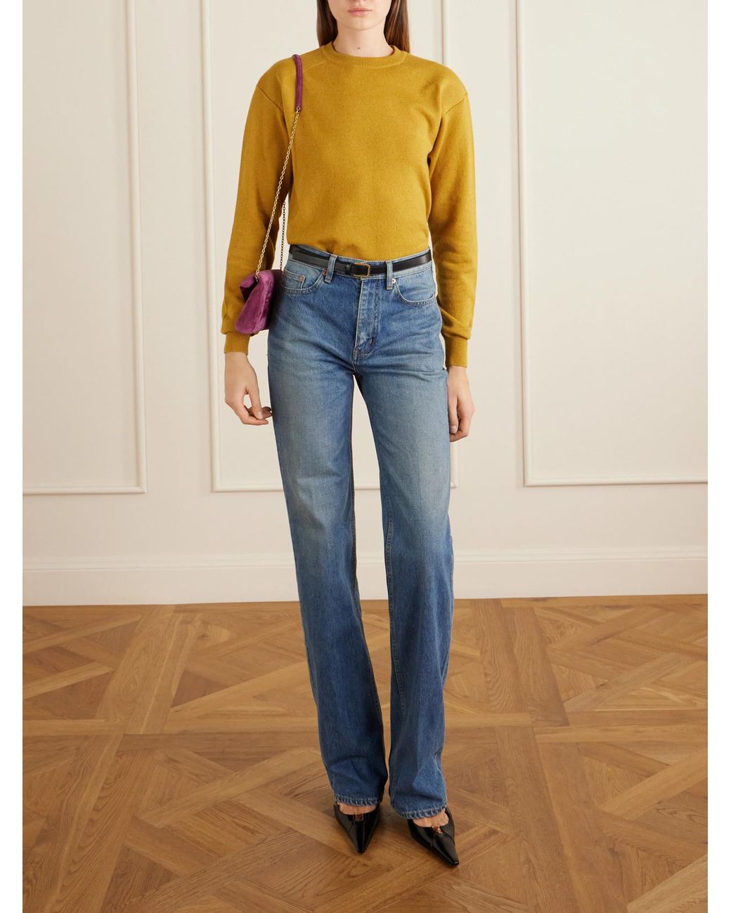 Saint Laurent Purple Cassandre Suede Shoulder Bag