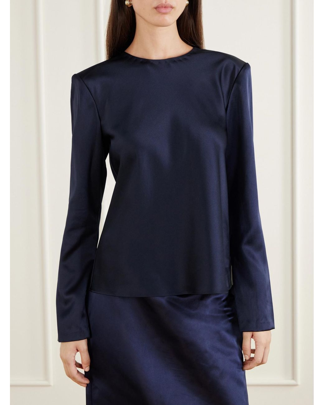 Heirlome Blue Ruth Silk-Satin Blouse