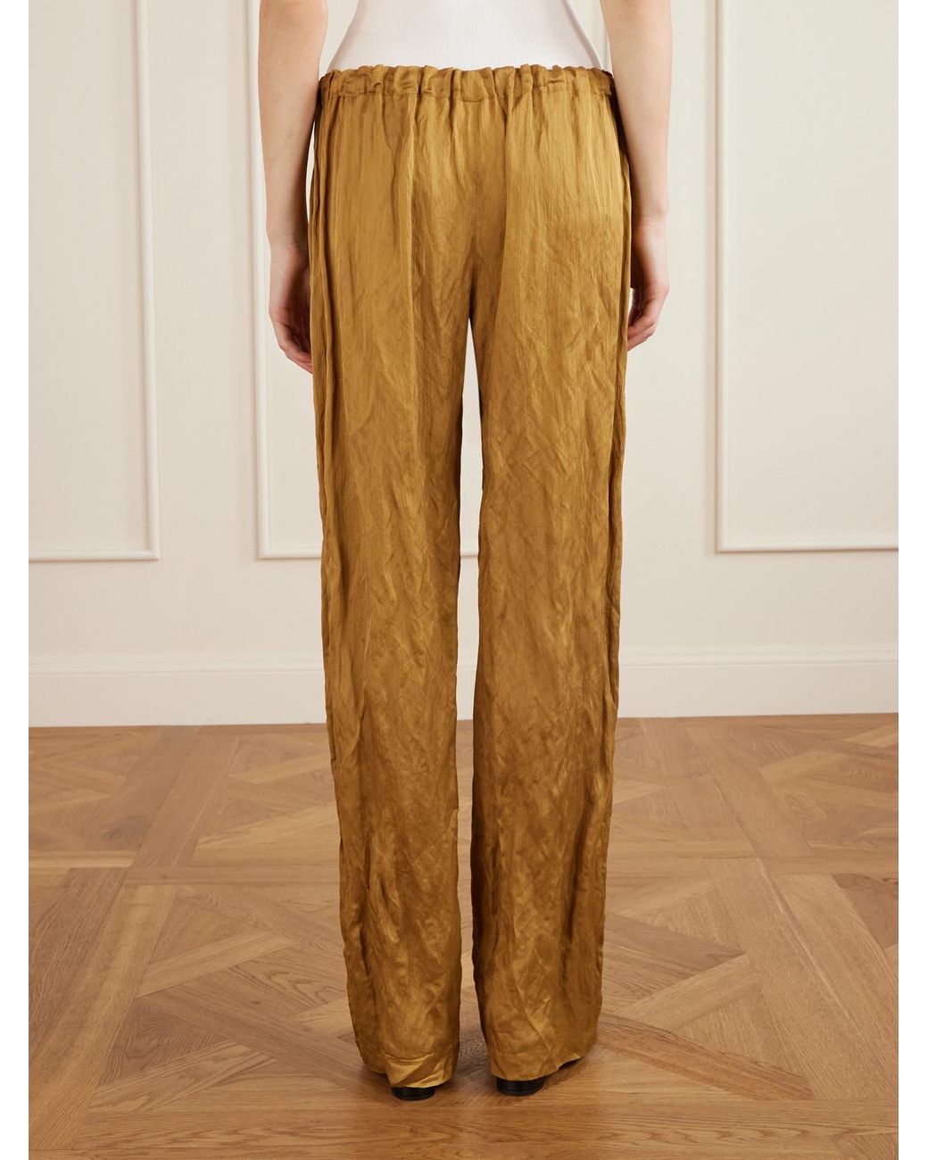 Khaite Natural Rohen Crinkled-Voile Pants