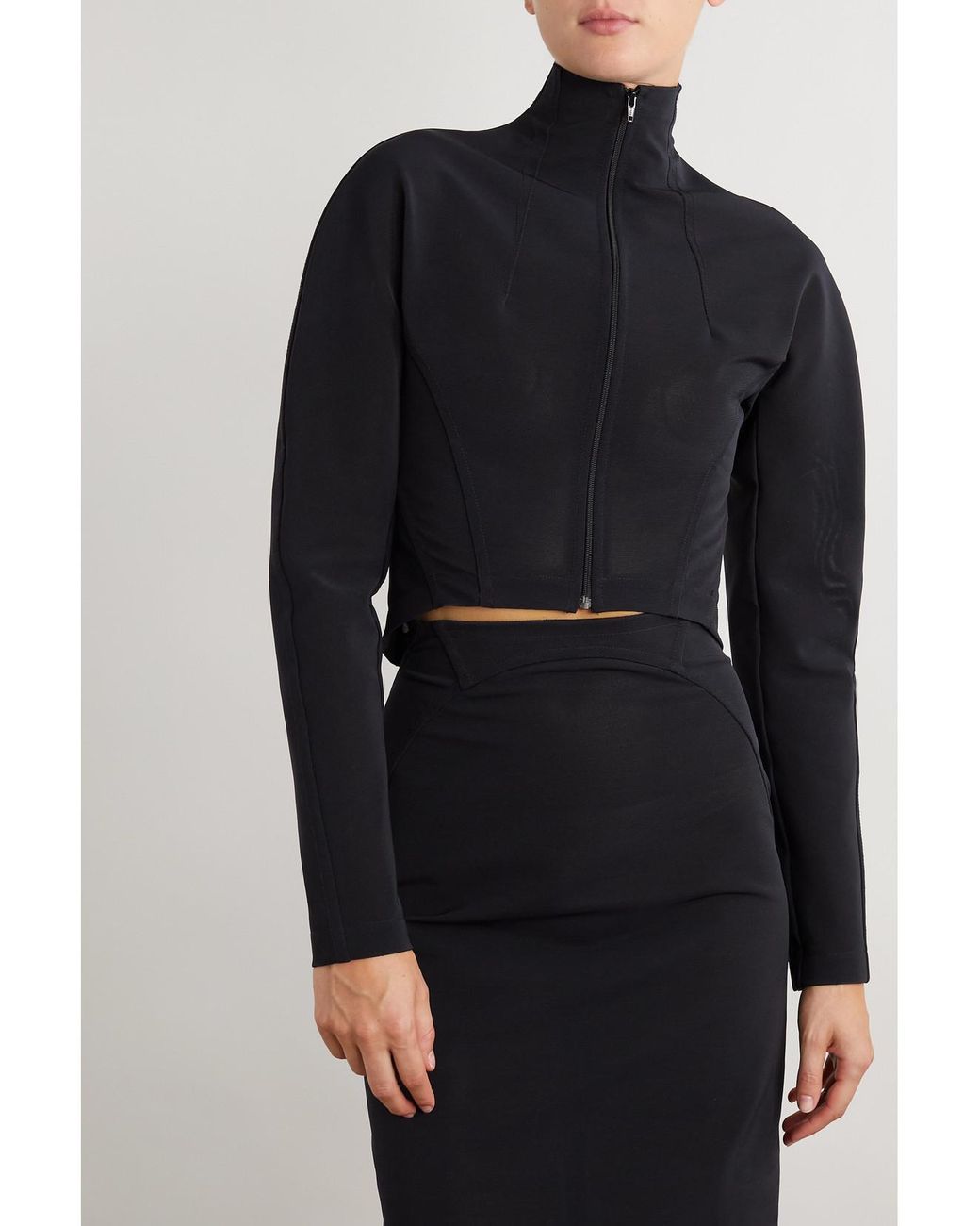 Alaïa Black Stretch-Tulle Turtleneck Jacket