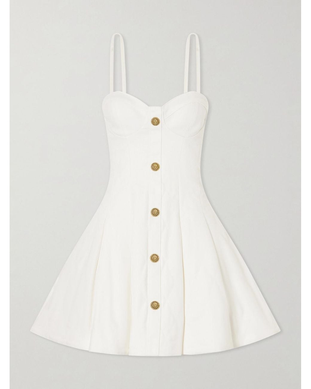 Balmain Natural Quilted Denim Bustier Mini Dress