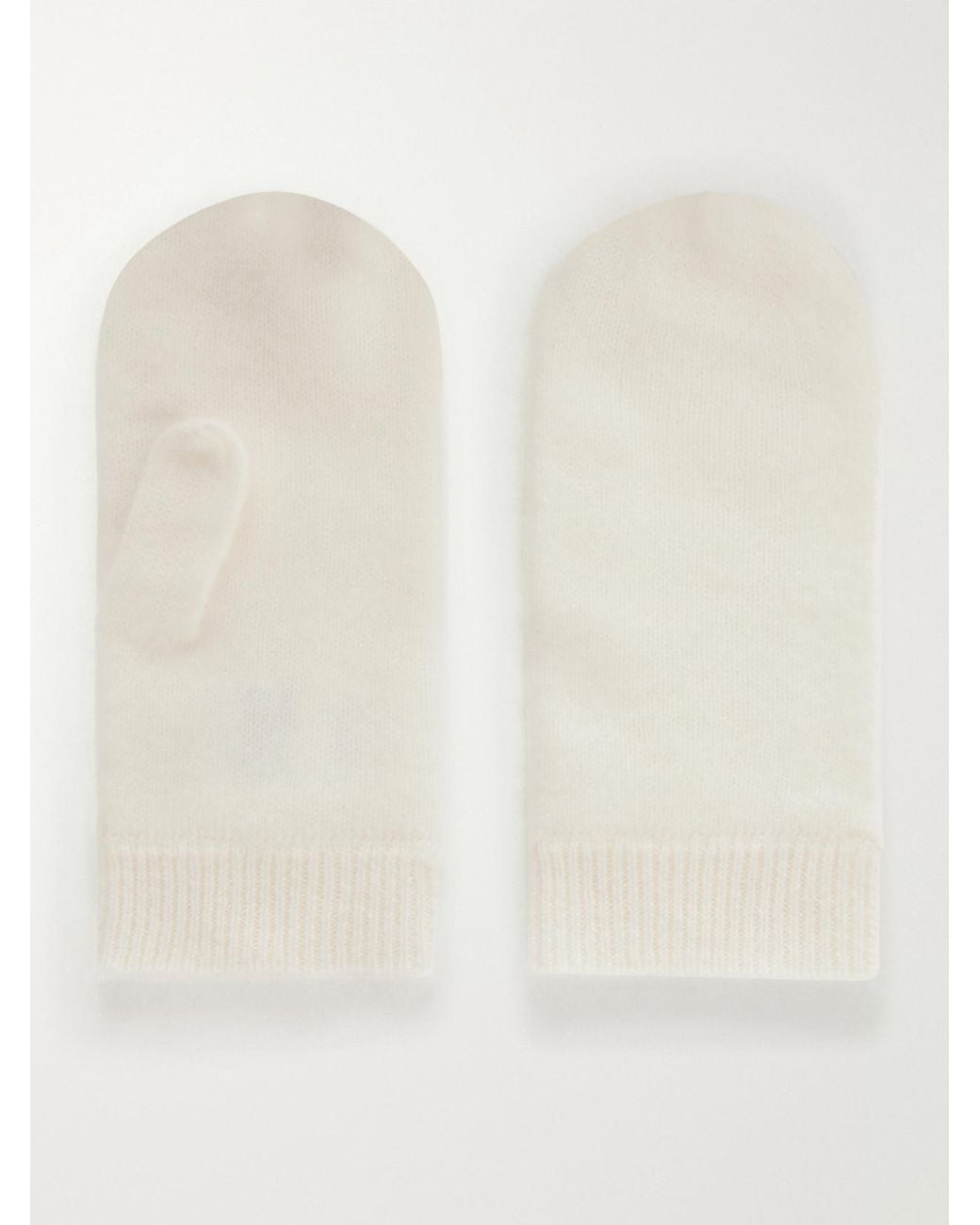 Lisa Yang White Brushed-Cashmere Mittens