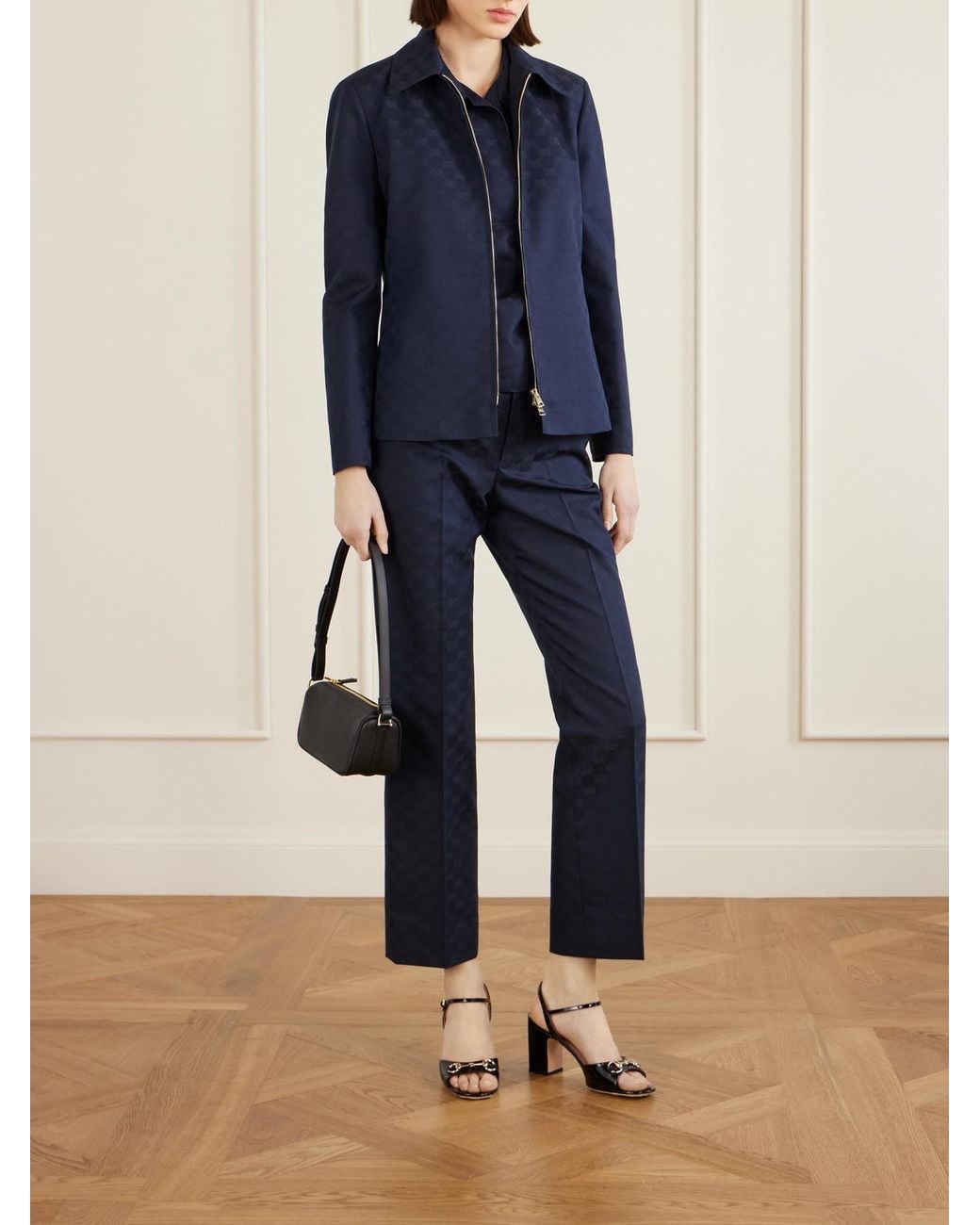 Gucci Blue Jacquard-Twill Tapered Pants