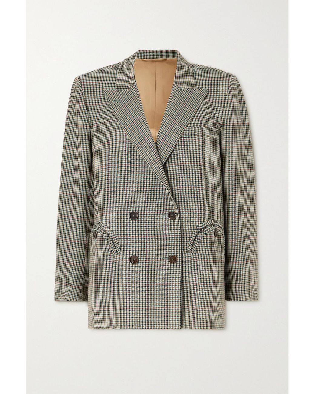 Blazé Milano Chessie Double-breasted Checked Wool Blazer in Gray | Lyst