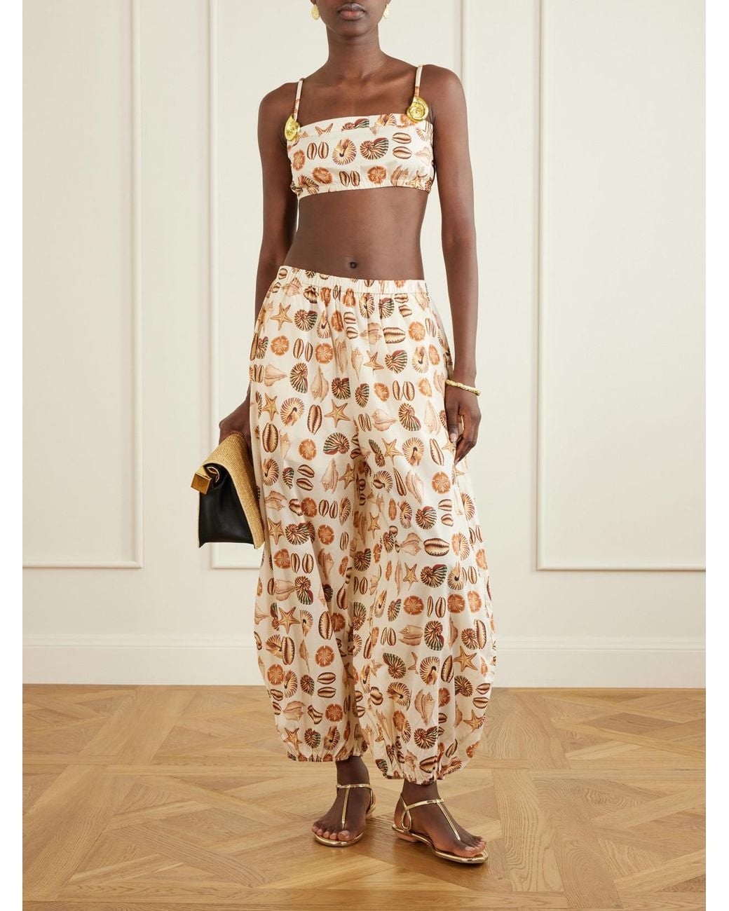 Farm Rio Natural Printed Cotton Balloon Pants