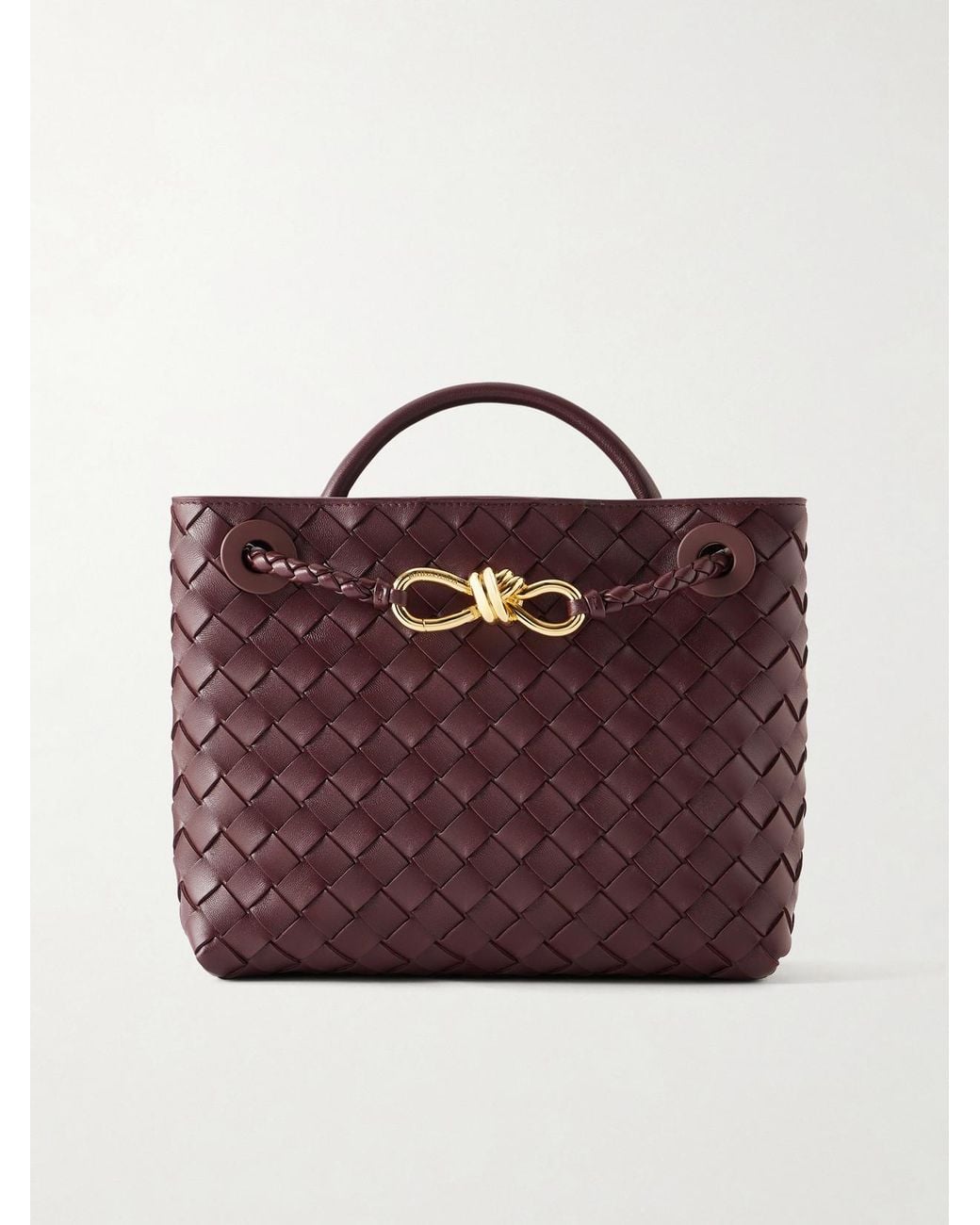 Bottega Veneta Purple Andiamo Small Intrecciato Leather Top-Handle Bag