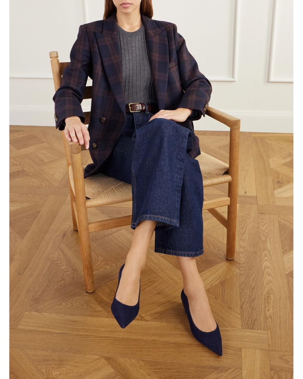 Gianvito Rossi Blue New Piper 45 Suede Pumps