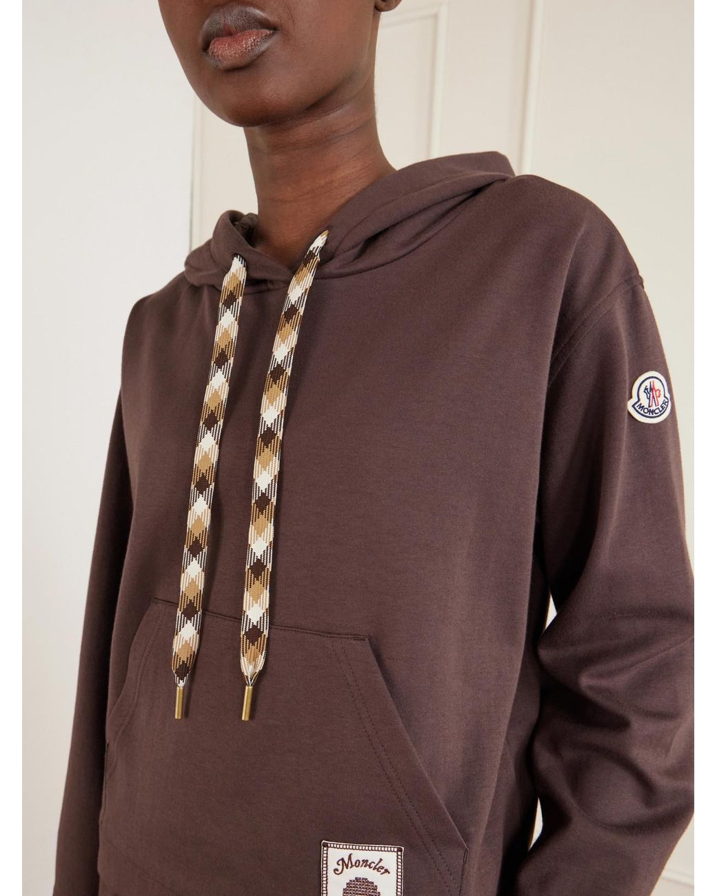 Moncler Brown Logo-Appliquéd Cotton-Blend Hoodie
