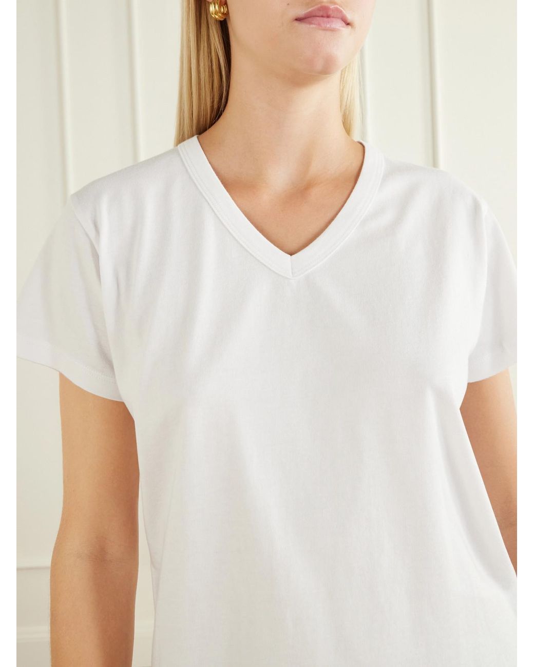 Leset White Margo Cotton-Jersey T-Shirt