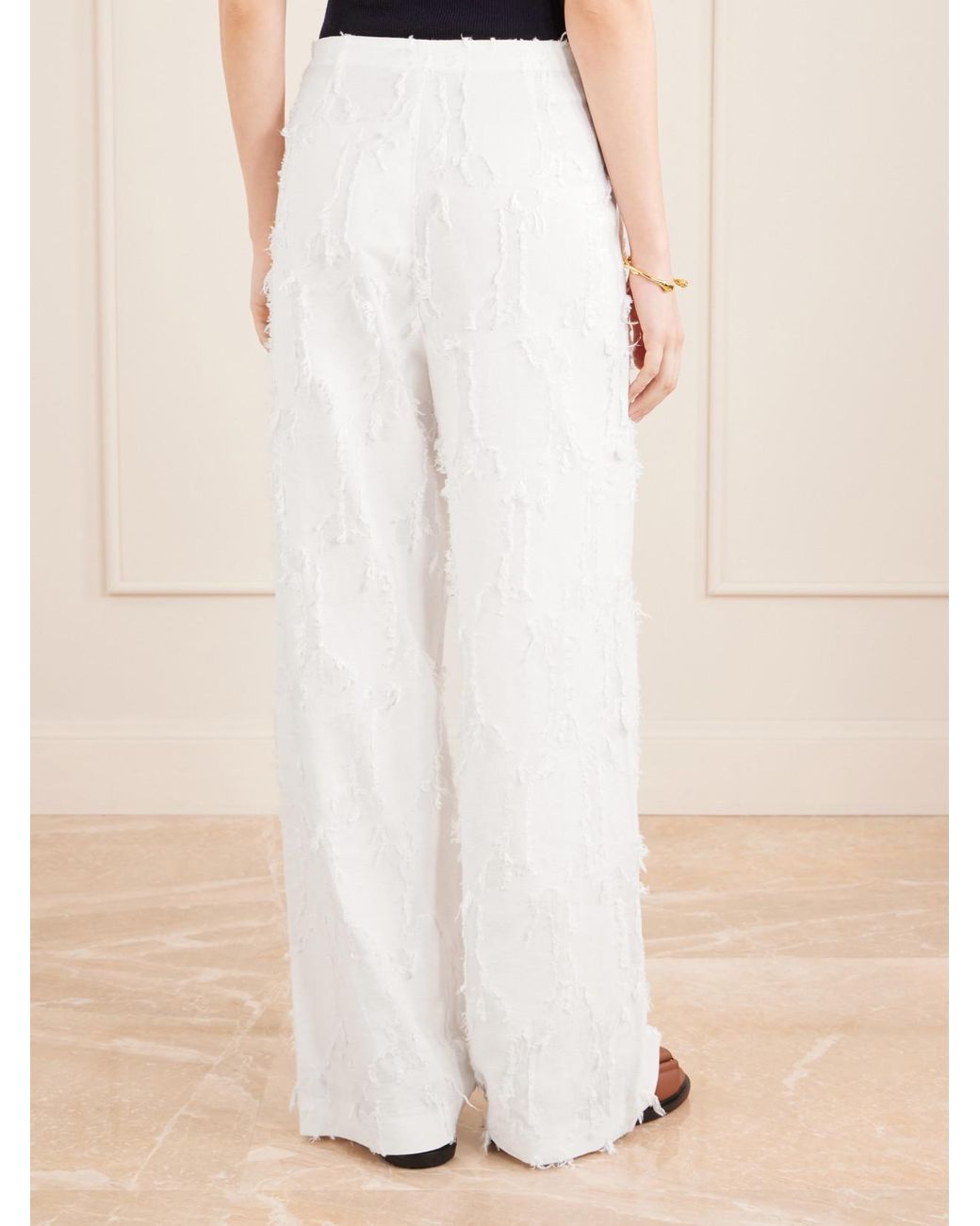 Proenza Schouler White Shilo Jacquard-Knit Cotton-Blend Straight-Leg Pants