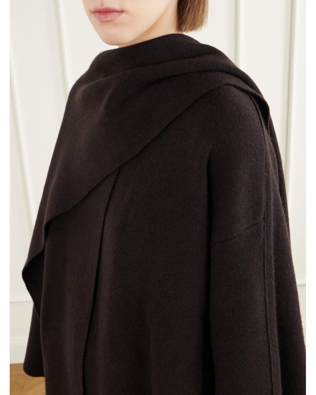 Lisa Yang Black Nessa Scarf-Detailed Double-Faced Cashmere Coat