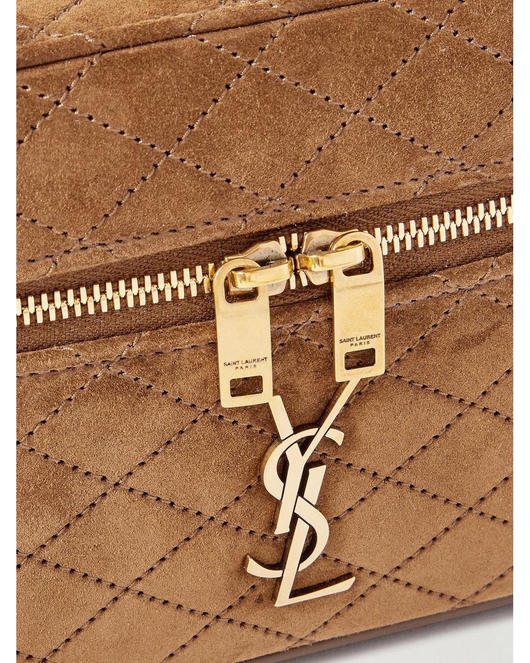 Saint Laurent Brown Gaby Vanity Mini Quilted Suede Shoulder Bag