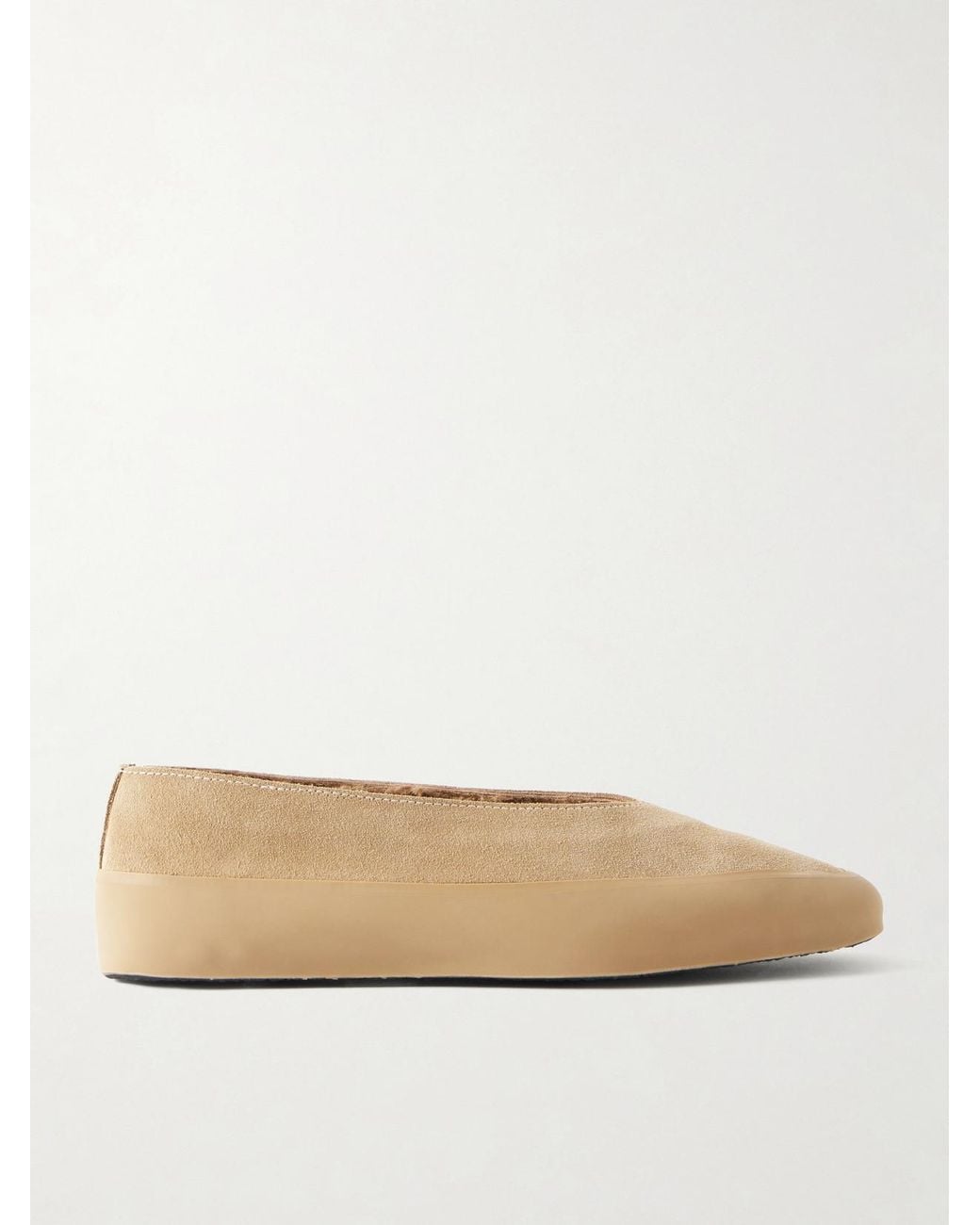 Le Monde Beryl Natural Apres Ski Rubber-Trimmed Suede Ballet Flats