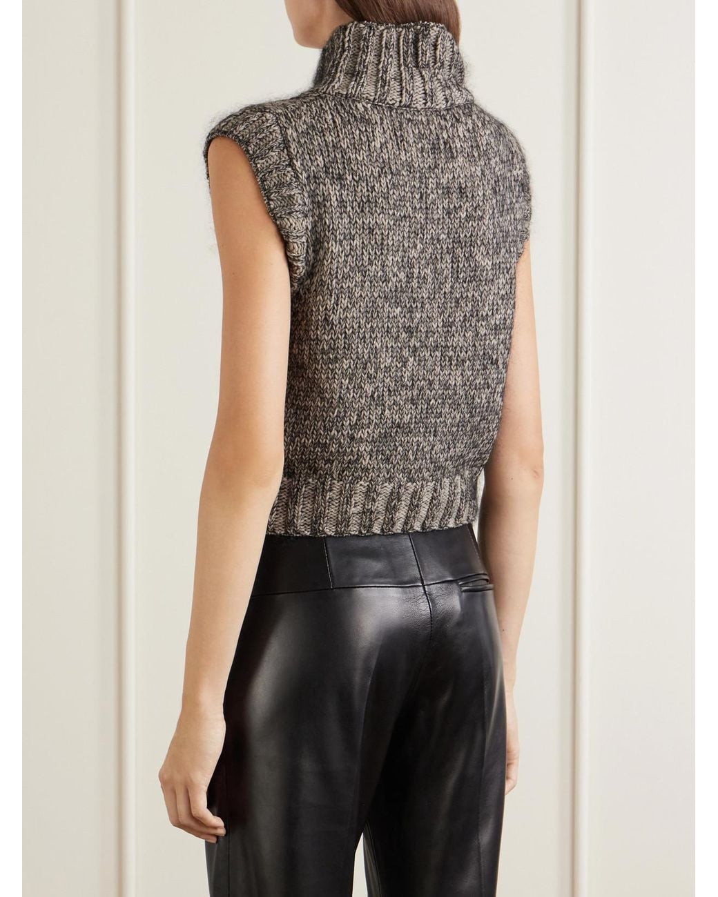 Khaite Gray Fawn Cashmere, Mohair And Silk-Blend Mélange Sweater Vest