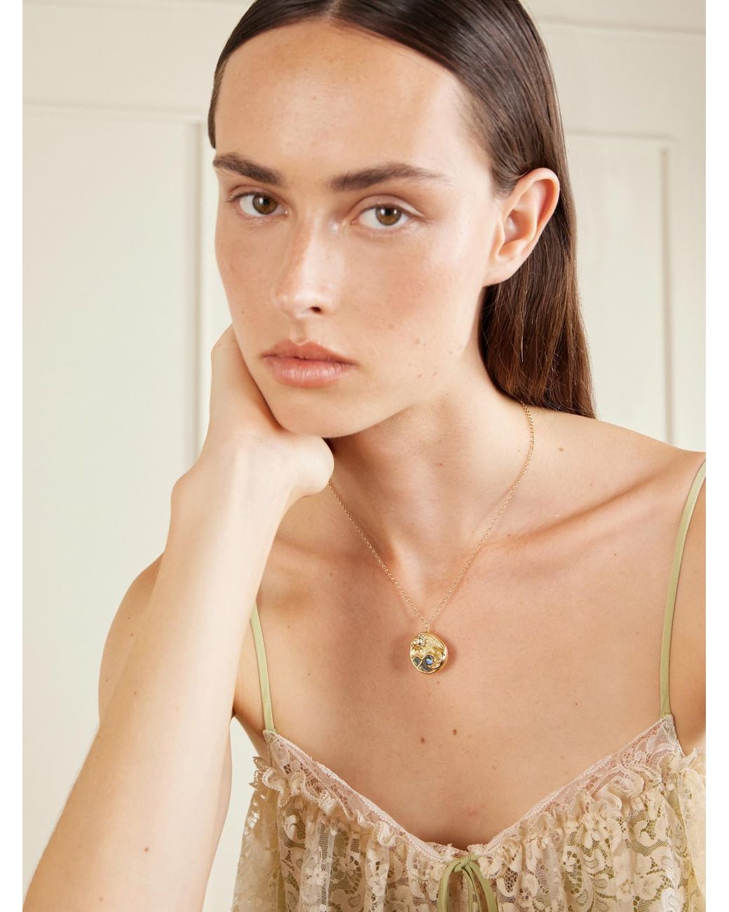 L'Atelier Nawbar Natural Eternal Sunrise 18-Karat And Abalone Necklace