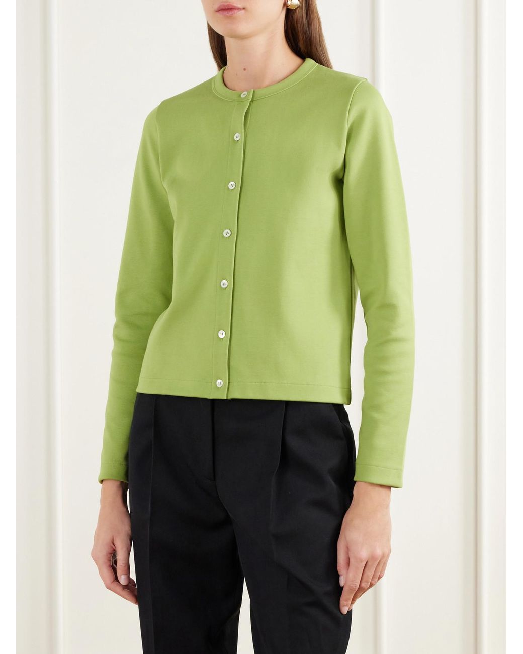Flore Flore Green Poppy Organic Cotton-Jersey Cardigan
