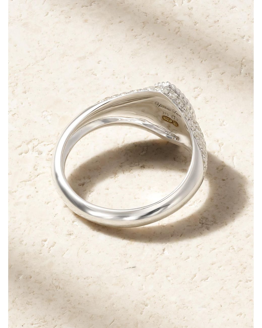 Yvonne Léon Natural Baby Chevalière Marquise 9-Karat Diamond Signet Ring