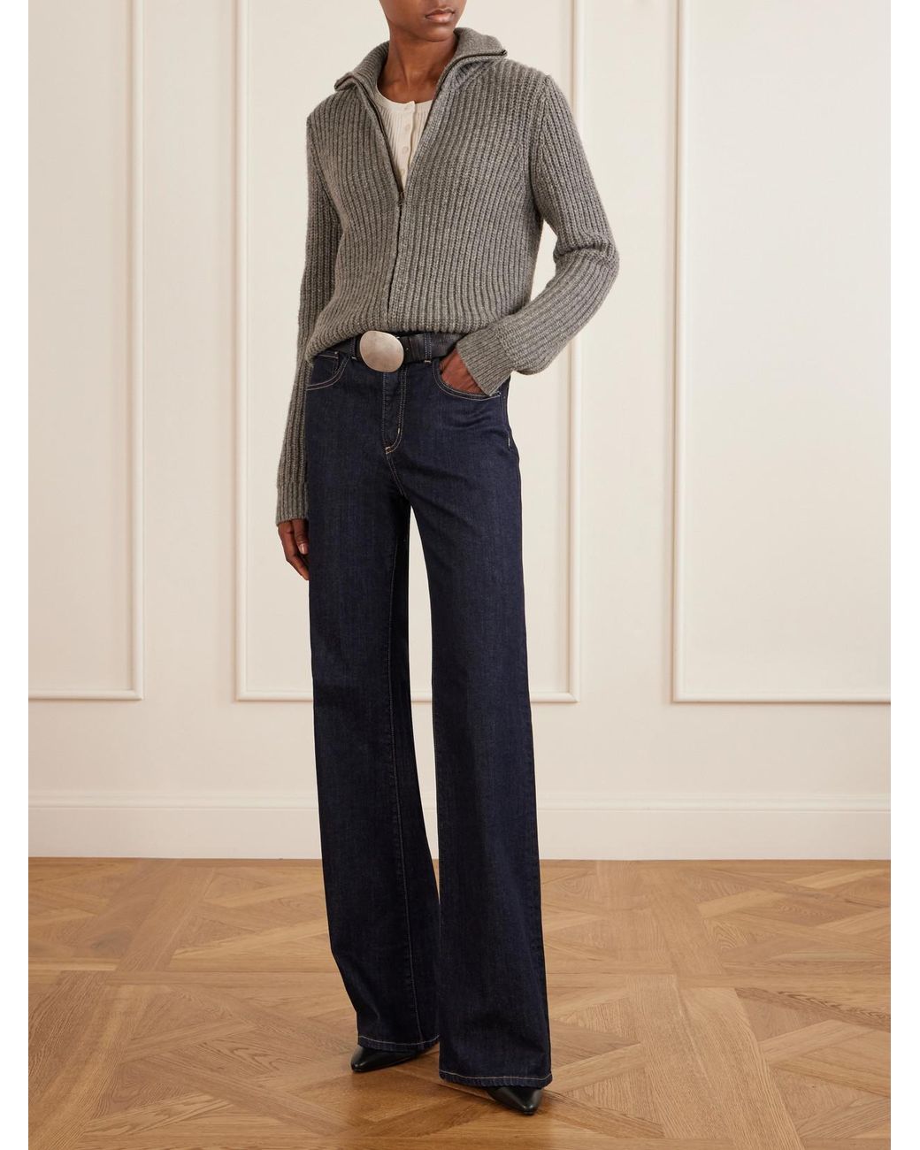 Nili Lotan Gray Arlen Merino Wool-Blend Cardigan
