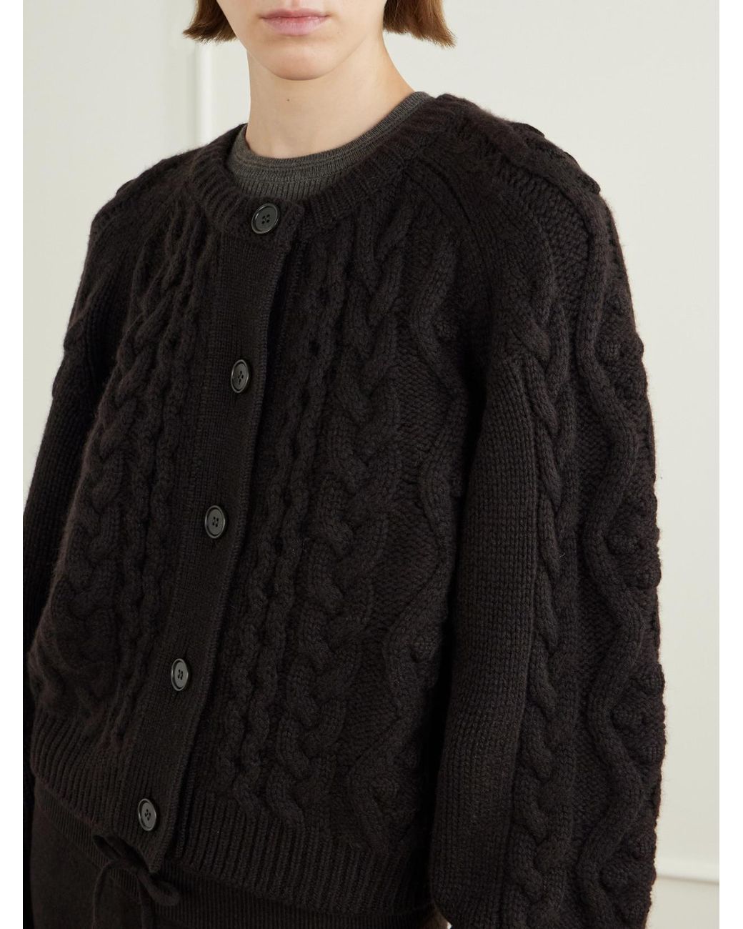 Lisa Yang Black Winroe Cable-Knit Cashmere Cardigan