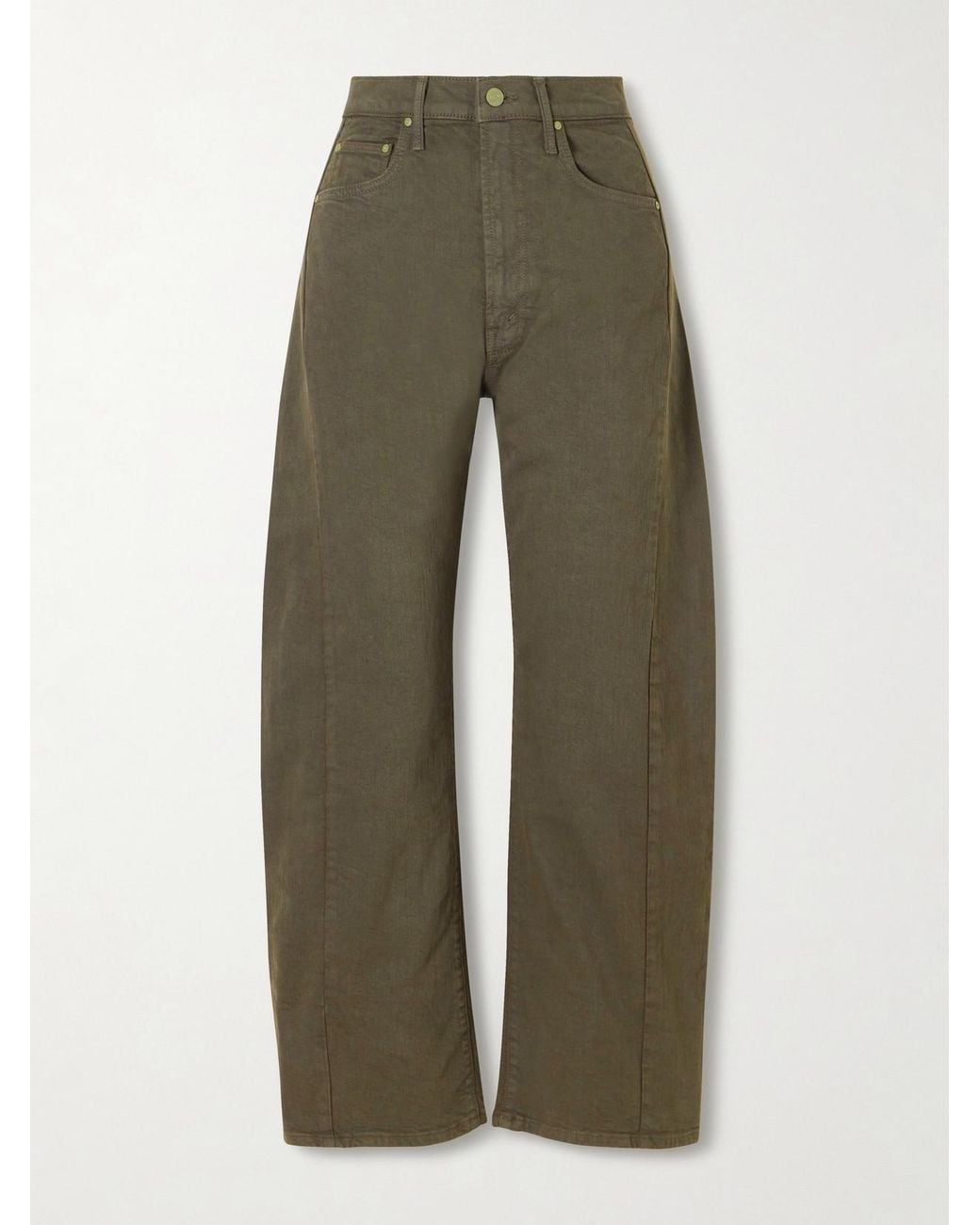 Mother Green The Half Pipe Flood High-Rise Barrel-Leg Jeans