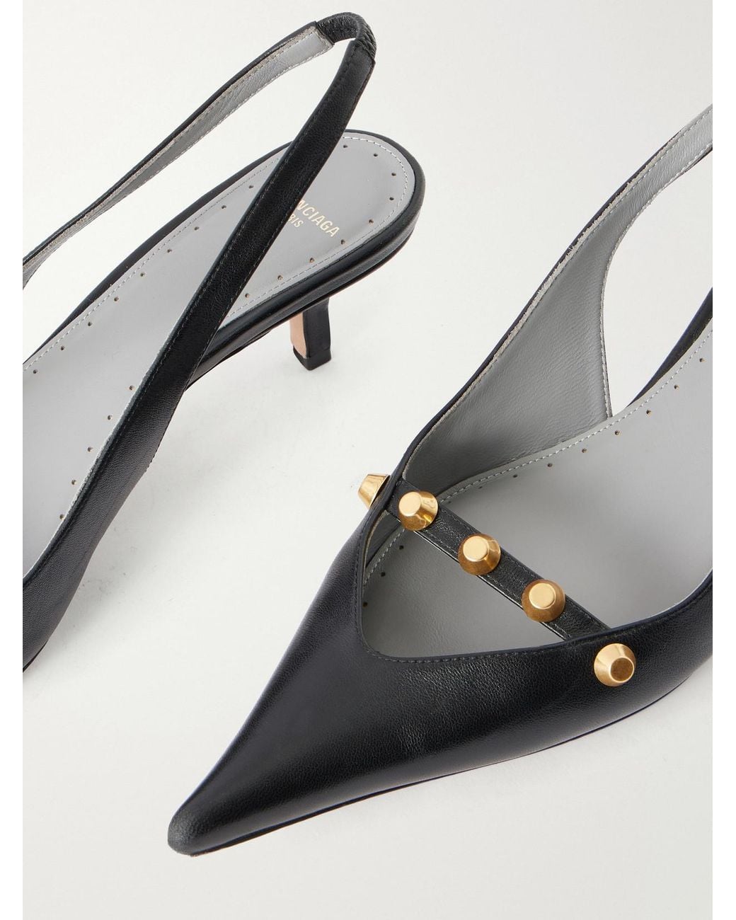 Balenciaga Natural Studded 45 Leather Pumps