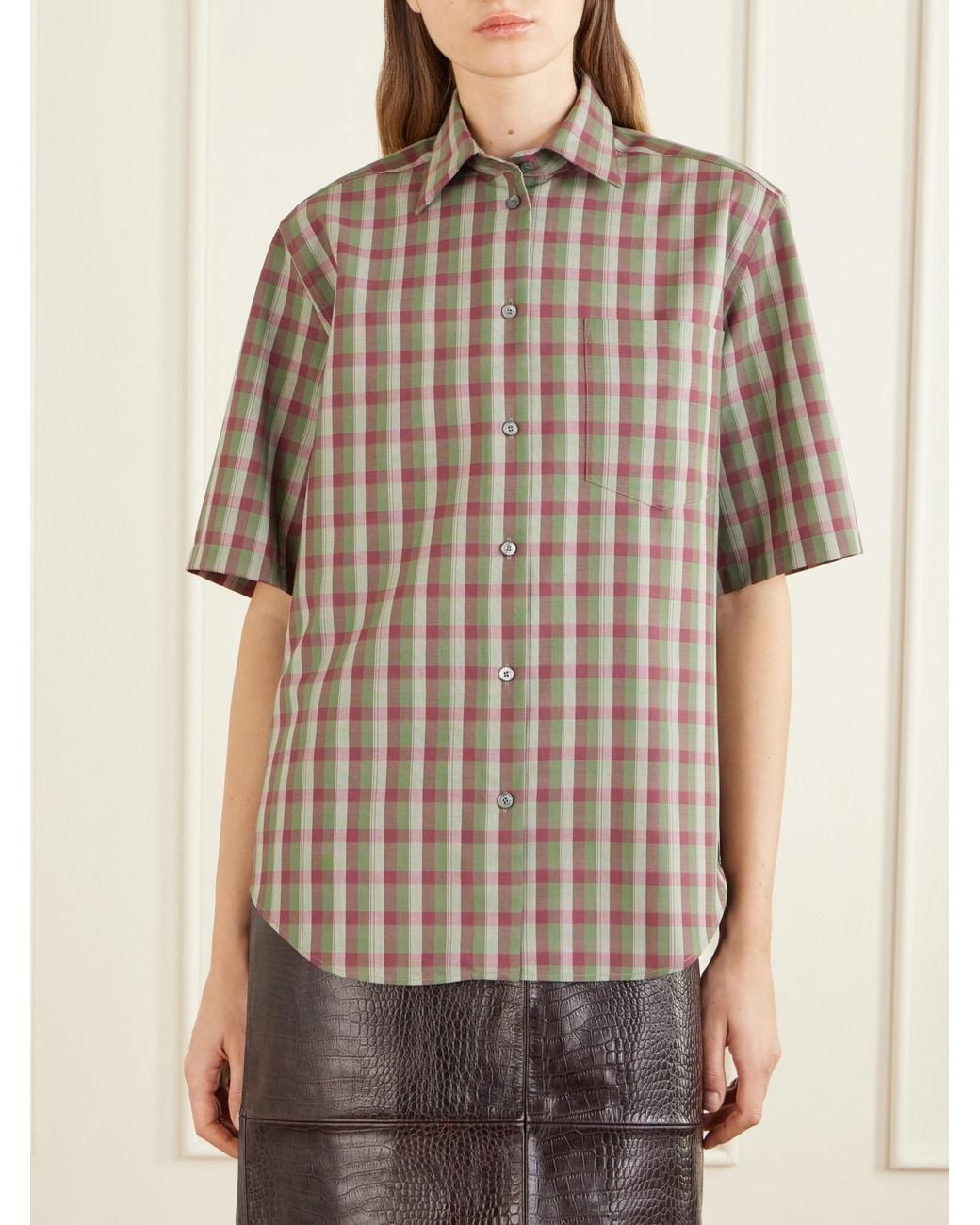 Acne Brown Wool Checked Shirt